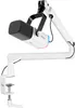 A white microphone with a boom arm and clamp attached to a surface. Anteprima dell’immagine prodotto