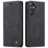 Two views of a black leather-look phone case for a Samsung Galaxy A35 5G. Produktbild-Vorschau