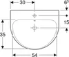 A technical drawing or diagram of a washbasin with dimensions. Produktbild-Vorschau