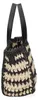 Bolsa trenzada, color  y beige, con asas de cuero Vista previa de la imagen del producto 3