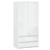 A white wardrobe with two doors and two drawers against a white background. Produktbild-Vorschau