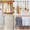 A collage of four images showing different applications of tension rods and hooks. Produktbild-Vorschau