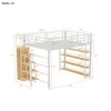 Hochbett, 140x200 cm, Metallbett mit Lattenrost, Regal, Produktbild-Vorschau 4