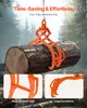 A log is being lifted by an orange log grapple in a forest setting. Close-up insets show the grapple's teeth and arm. Náhľad obrázku produktu