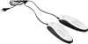 A pair of electric shoe dryers with a power cord and plug, isolated on a white background. Produktbild-Vorschau