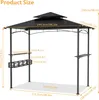 A diagram showing the dimensions of a black gazebo with shelves. Produktbild-Vorschau