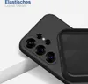 A close-up of a black phone case, showing the camera cutout and the interior texture. Produktbild-Vorschau