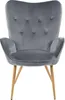 A grey velvet armchair with wooden legs, presented against a white background. Náhľad obrázku produktu