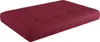 A red tufted cushion or mattress is shown from a slightly elevated side angle against a white background. Produktbild-Vorschau