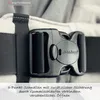 A close-up of a black buckle on a fabric strap. Produktbild-Vorschau