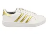 A single white Adidas shoe with gold stripes is shown against a white background. Produktbild-Vorschau