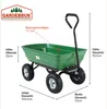 A green garden cart with dimensions and capacity labeled. Produktbild-Vorschau