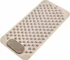 A beige anti-slip bath mat with suction cups and massage nubs is shown on a white background. Voir les images du produit