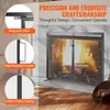A fireplace screen with doors in front of a fireplace, with close-up shots of its features. Voir les images du produit