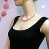 Kette Drahtkette mit Glasperlen Facettenperle rosa 45cm Produktbild-Vorschau 2