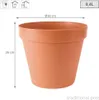 A terracotta colored plant pot with dimensions indicated. Podgląd zdjęcia produktu