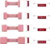 A size chart showing different weights and lengths of pink dumbbells. Náhľad obrázku produktu