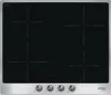 A top-down view of a black induction hob with silver trim and controls. Produktbild-Vorschau