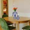 Vase à fleurs rayé multicolore, bleu blanc en Ø 15x24 cm Voir les images du produit 4