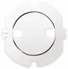 A white plastic child safety plug cover with a circular opening and two small indentations. Produktbild-Vorschau