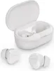 A white charging case and two white earbuds are displayed on a white background. Produktbild-Vorschau
