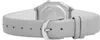 Close-up of the back of a watch with a gray leather strap and a silver buckle. Produktbild-Vorschau