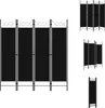 vidaXL 4-tlg. Raumteiler Schwarz 160 x 180 cm -  Raumteiler Produktbild-Vorschau 1