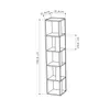 A diagram of a tall, narrow bookshelf with dimensions indicated. Voir les images du produit