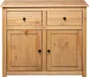 A front view of a wooden sideboard with two drawers and two cabinet doors. Produktbild-Vorschau