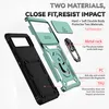 Exploded view of a phone case with its components and features highlighted with text. Produktbild-Vorschau