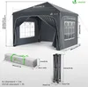 VOUNOT® Pavillon 3x3m mit 4 Seitenteilen & 4 Sandsäcke, Pop Produktbild-Vorschau 7
