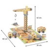 Baustellen-Set mit drehbarem Kran und Holzfahrzeugen – Produktbild-Vorschau 11