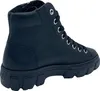 A black leather high-top boot is shown from the side. Voir les images du produit