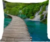 MuchoWow® Outdoor Kissen - Brücke - Wasser - Pflanzen - Produktbild-Vorschau 1