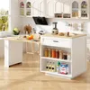 A kitchen scene with a white kitchen island and a pull-out dining table. Anteprima dell’immagine prodotto