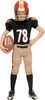 A child wearing an American football costume, holding a football. Produktbild-Vorschau