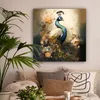 MuchoWow® - Leinwandbilder - Pfau - Pfauenfedern - Blumen - Produktbild-Vorschau 2