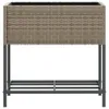 vidaXL Fioriera con ripiano in poly rattan grigio Anteprima dell’immagine prodotto 5