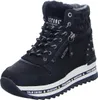 A black high-top sneaker with white laces and a white platform sole. Anteprima dell’immagine prodotto
