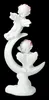 A white figurine of two cherubs on a crescent moon against a black background. Produktbild-Vorschau