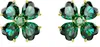 A pair of clover-shaped earrings with green gemstones and gold settings, presented on a white background. Produktbild-Vorschau