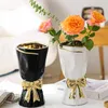 Wazon czarny złota kokarda ceramiczny rękodzieło dekoracja Podgląd zdjęcia produktu 4