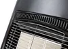 A close-up view of the top section of a black gas heater, showing the grille and heating element. Produktbild-Vorschau