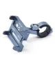 A close-up studio shot of a gray aluminum phone mount for bicycles or scooters. Voir les images du produit