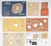 A flat lay of a ROKR 3D-Puzzle 'Zodiac Wall Clock' kit, including the box, unassembled wooden pieces, and assembly instructions. Voir les images du produit