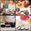 A collage of four images showing various uses of small containers, including crafting, hardware, kitchenware, and personal care. Produktbild-Vorschau
