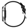 A side view of a black silicone watch band with a silver buckle and watch casing. Produktbild-Vorschau