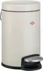 A cream-colored pedal bin with a silver pedal and a black base and rim. Produktbild-Vorschau