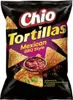 A bag of Chio Tortillas Mexican BBQ Style chips. Podgląd zdjęcia produktu