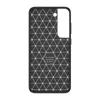 A black phone case with a geometric pattern and a cutout for the camera. Produktbild-Vorschau